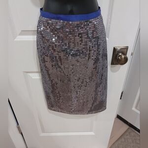 Plenty by Tracy Reese Silver Sequin Skirt, 6